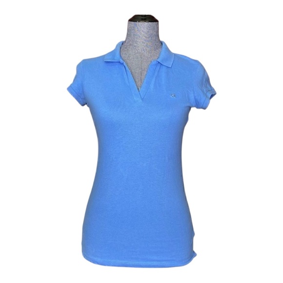 Calvin Klein Tops - Calvin Klein blue v-neck short sleeve collared tee size XS Polo style shirt